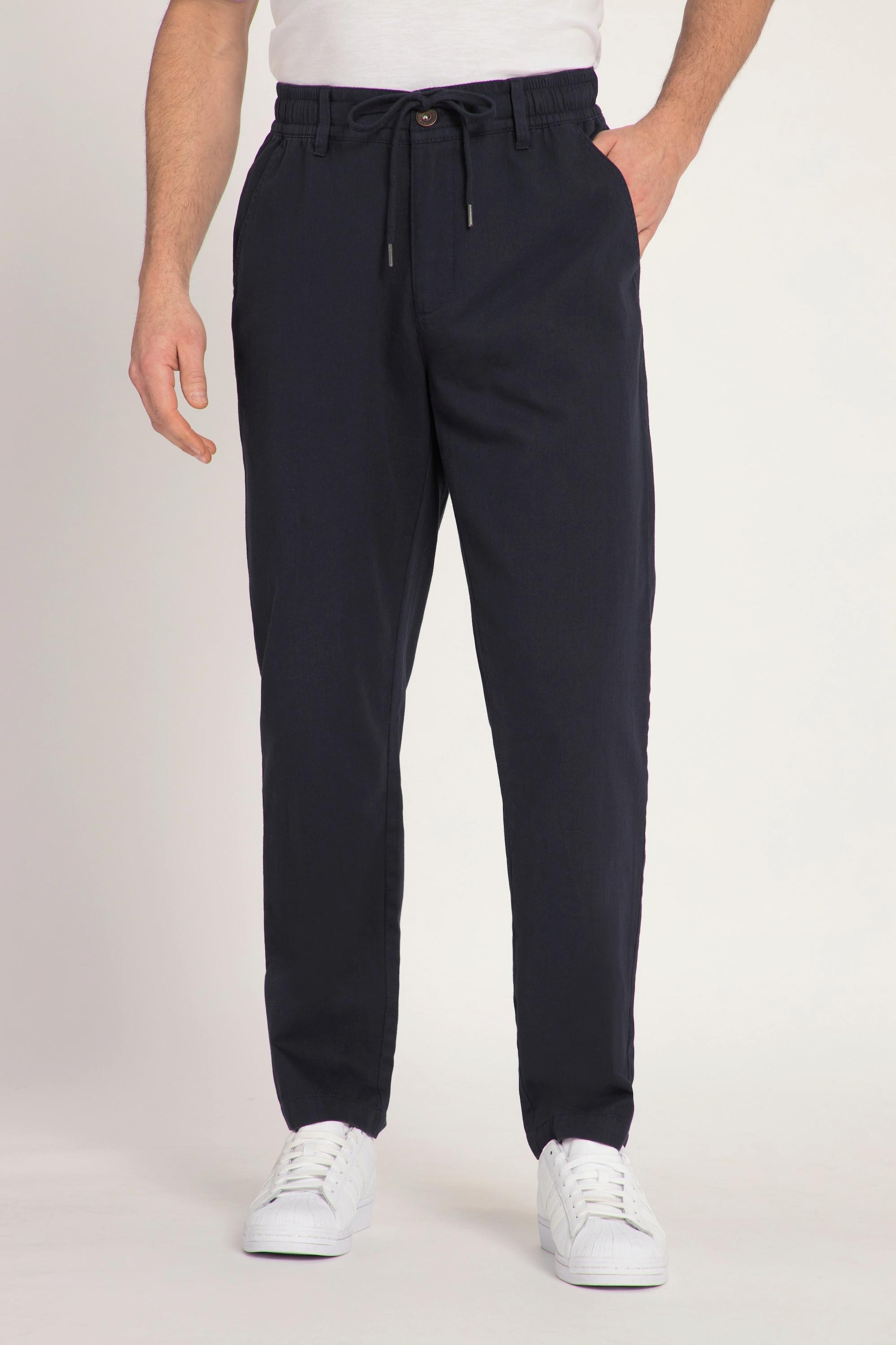 JP1880  Pantaloni con effetto lino, taglio comodo e cintura elastica 