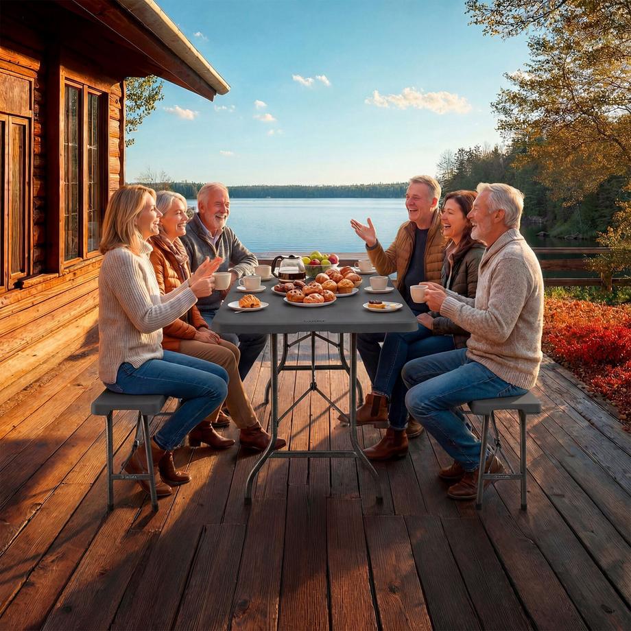 Tectake  Ensemble de tables de camping Panja pliable, résistant aux intempéries 