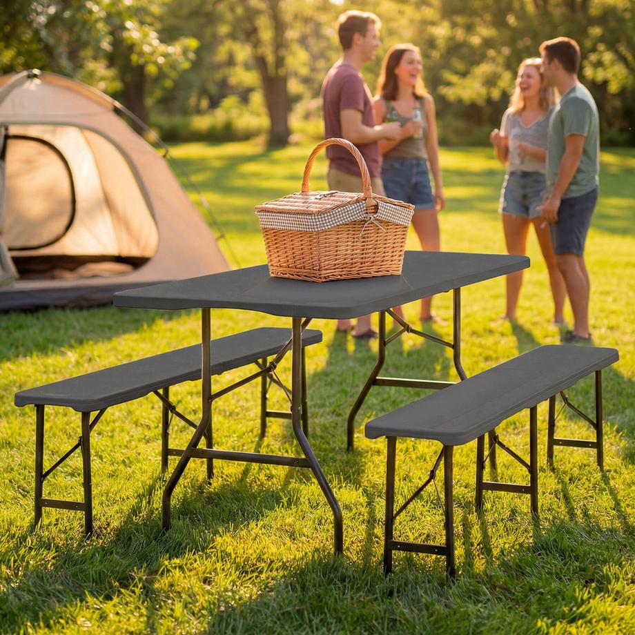 Tectake  Ensemble de tables de camping Panja pliable, résistant aux intempéries 
