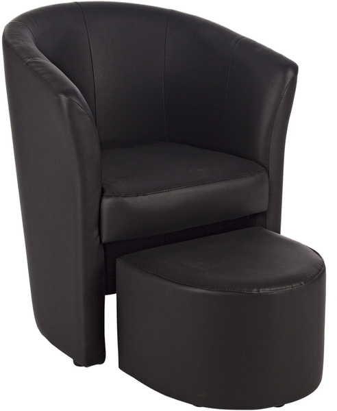 mutoni Chaise longue Rita avec repose-pieds noir  