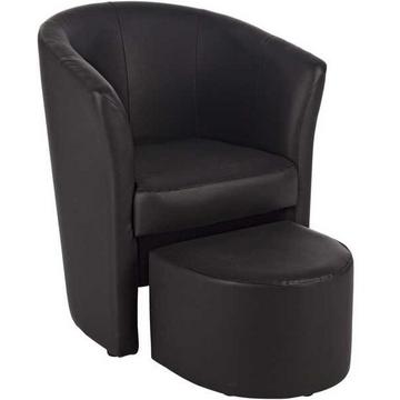 Chaise longue Rita avec repose-pieds noir