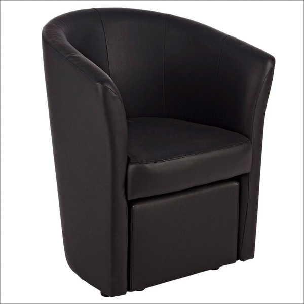 mutoni Chaise longue Rita avec repose-pieds noir  