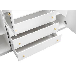 Vente-unique Armadio 4 ante e 3 cassetti Con specchi L196 cm Bianco - LIZANDRO  