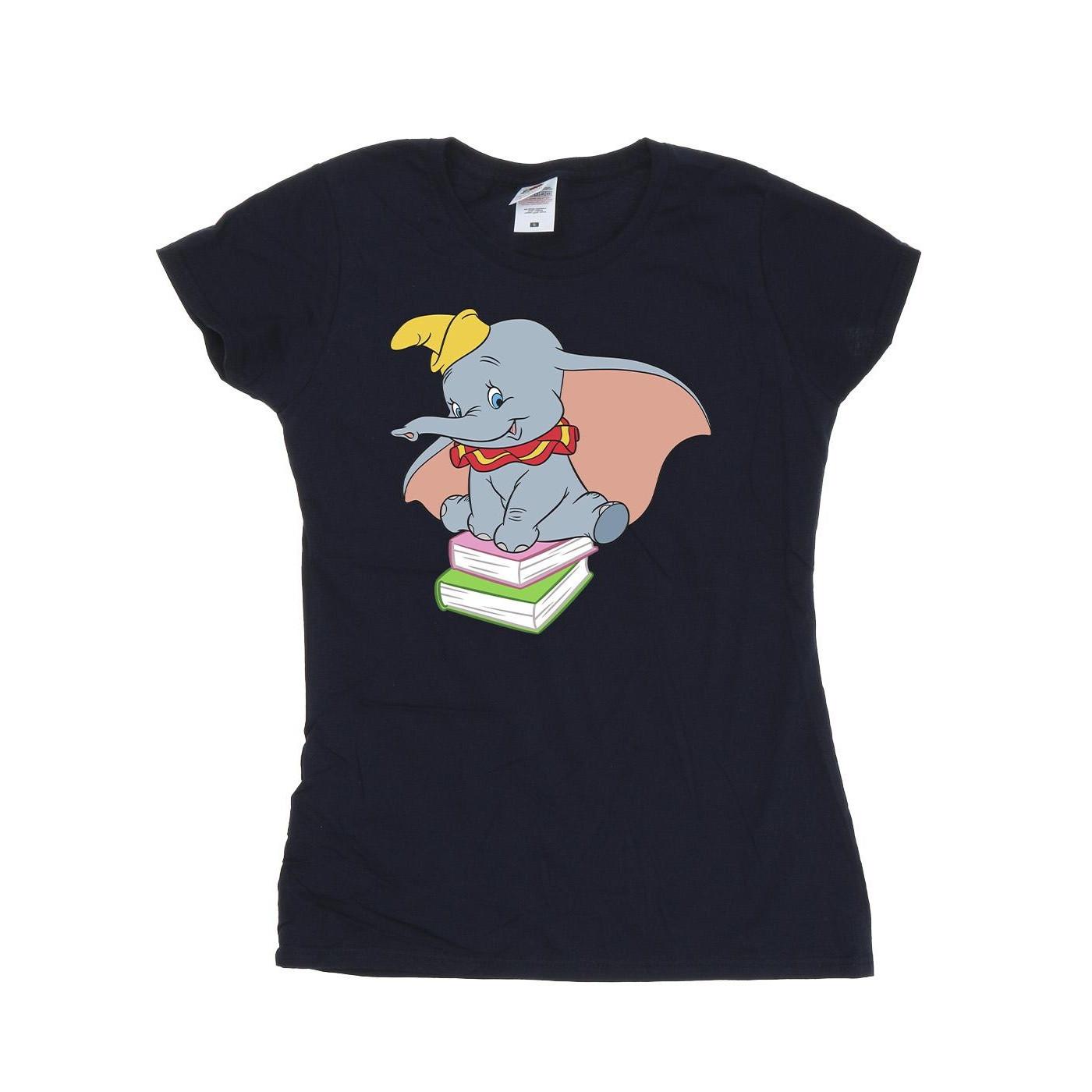 Image of Dumbo Sitting On Books Tshirt Damen Marine L
