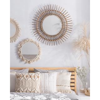 Beliani Wandspiegel aus Rattan Boho STENEN  