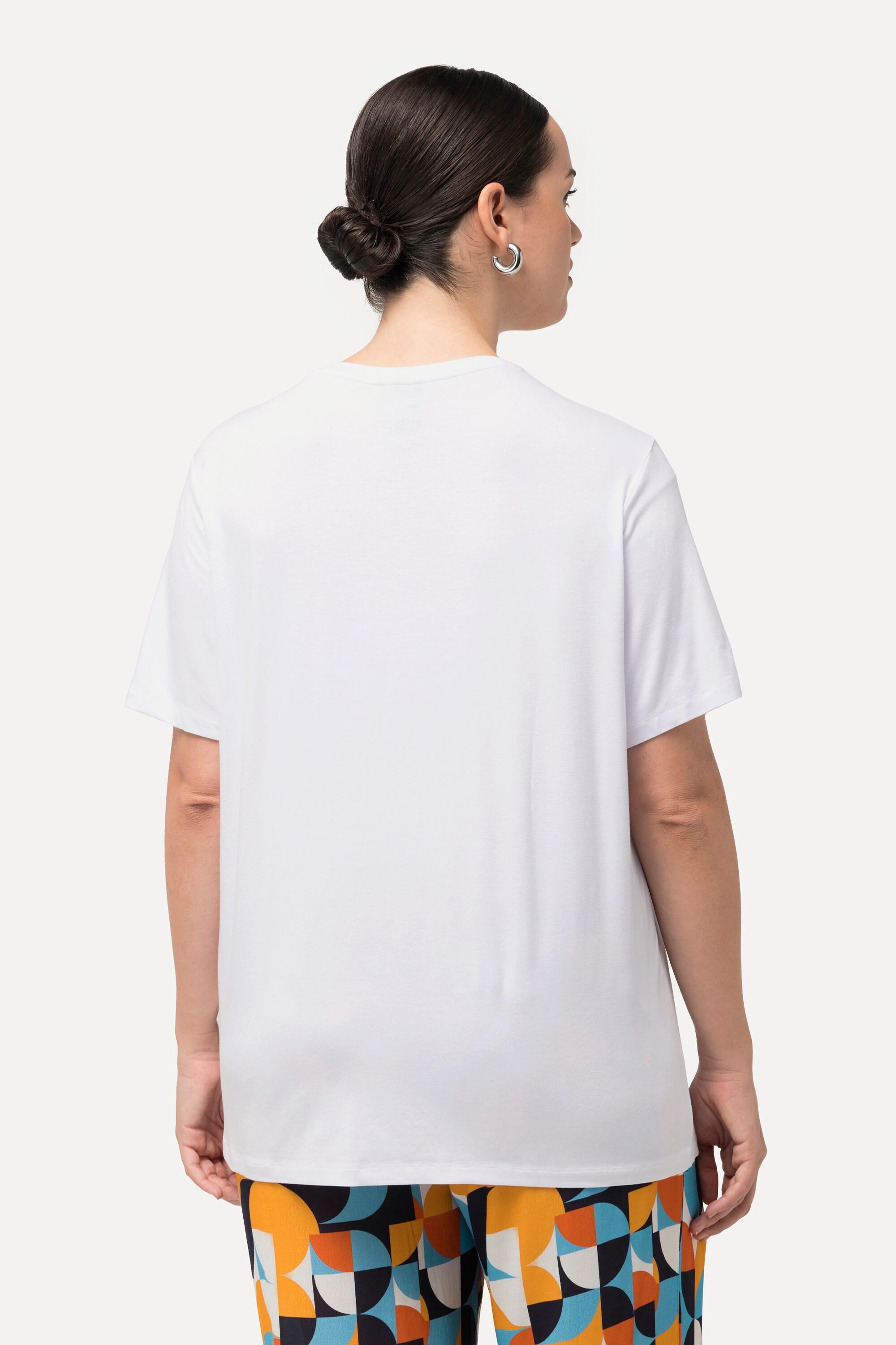 Ulla Popken  T-shirt con motivo grafico, scollo a girocollo e mezze maniche 