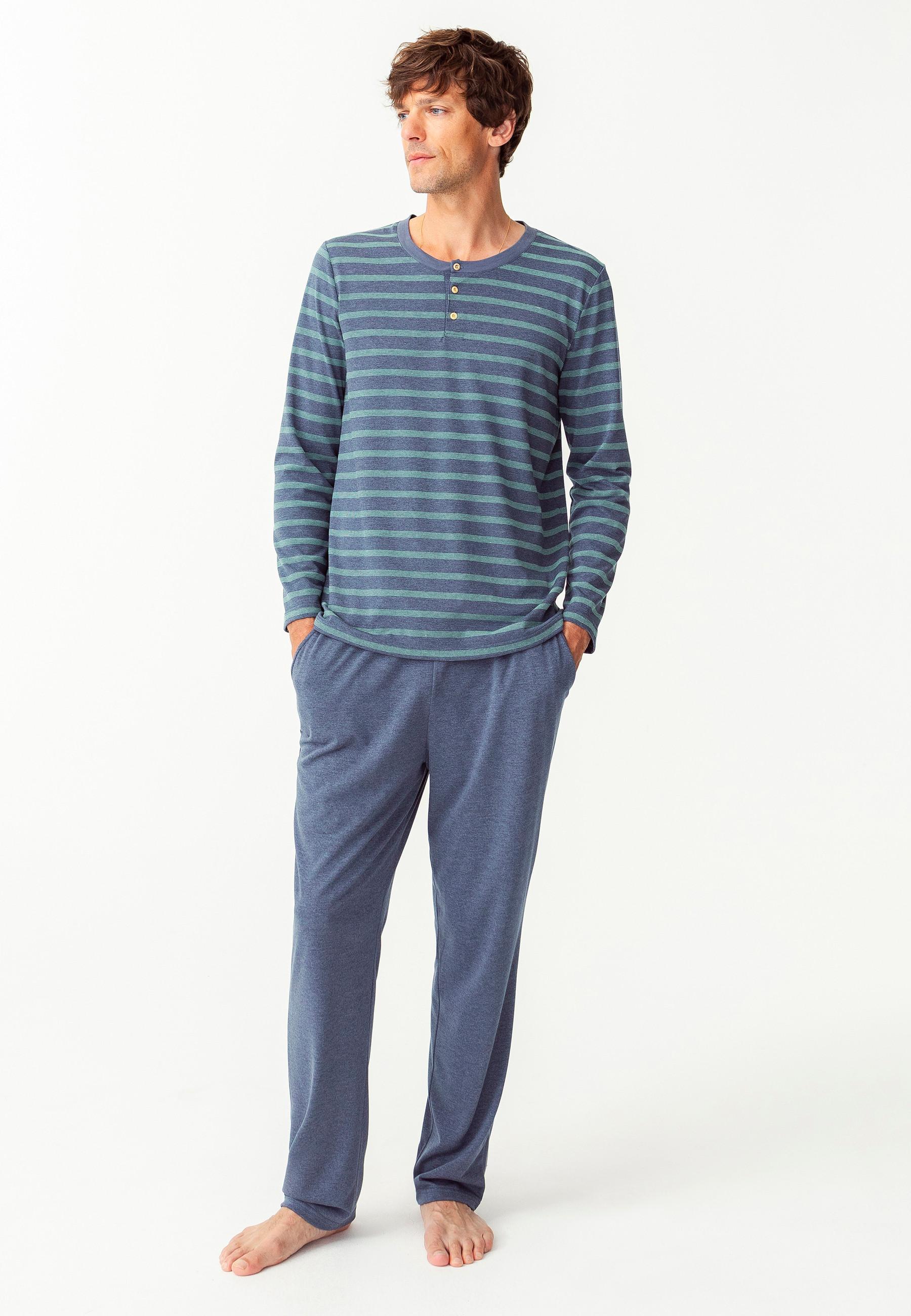 Image of Pyjama Aus Thermolactyl-jersey, Rundhalsausschnitt. Unisex Blau 3XL