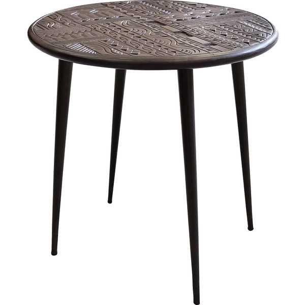 Image of Couchtisch Hieroglyph Mango dunkelbraun rund 55x55 Couchtisch Hieroglyph Mango dunkelbraun rund 55x55