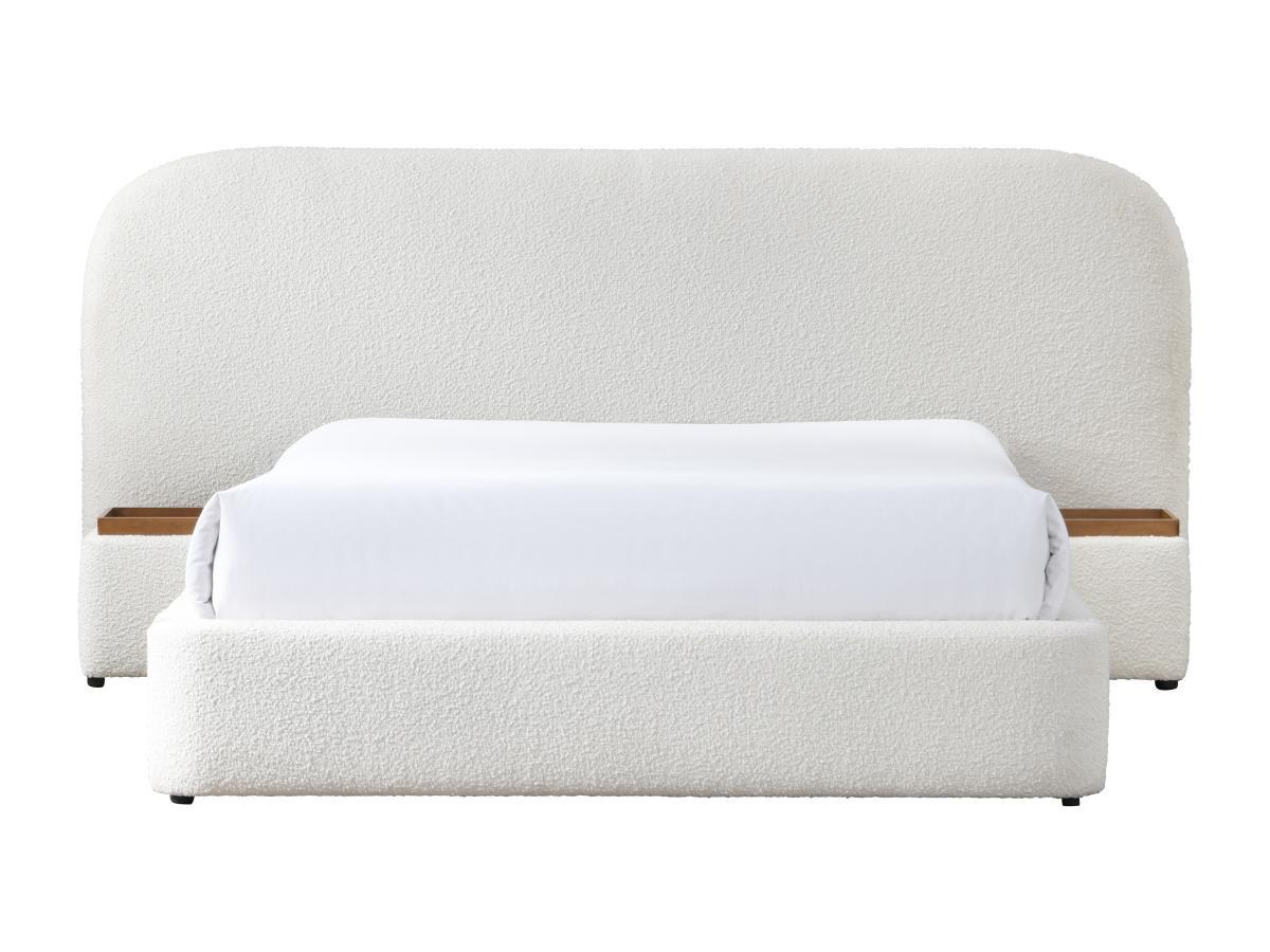 Maison Céphy Lit coffre 180 x 200 cm avec chevets - Tissu bouclette - Blanc - ESTERIA de Maison Céphy  