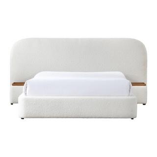 Maison Céphy Lit coffre 180 x 200 cm avec chevets - Tissu bouclette - Blanc - ESTERIA de Maison Céphy  