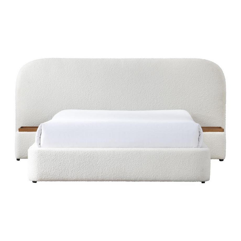 Maison Céphy Bett mit Bettkasten mit Nachttischen - 180 x 200 cm - Bouclé-Stoff - Weiß - ESTERIA von Maison Céphy  