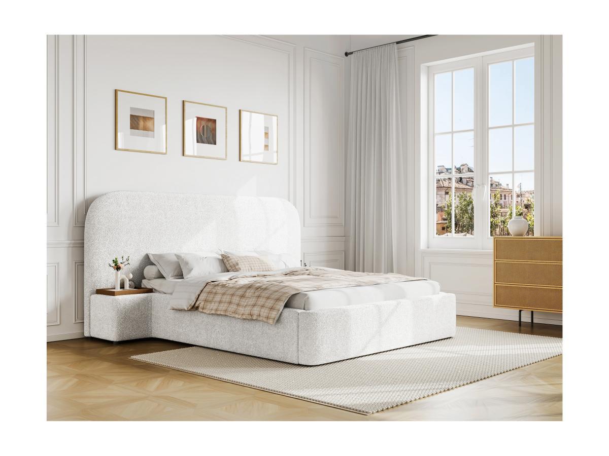 Maison Céphy Letto con contenitore 180 x 200 cm con comodini Tessuto bouclette Bianco - ESTERIA della Maison Céphy  