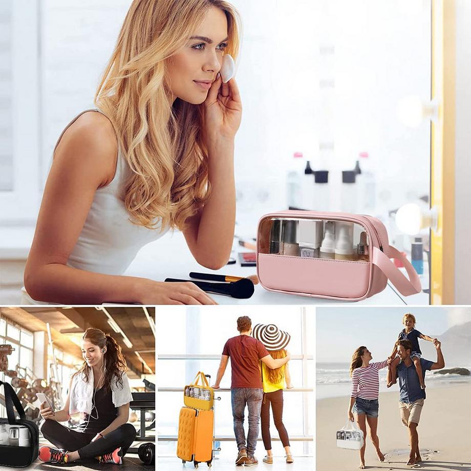 Only-bags.store Trousse de Maquillage Transparente Étanche en PVC Lot de 3  