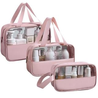 Only-bags.store Kosmetiktasche Transparent 3 Stück, Wasserdichte PVC Kosmetiktasche, Leichte Schminktasche für Kosmetika, Kulturbeutel Reiseset Kosmetiktasche Transparent 3 Stück, Wasserdichte PVC Kosmetiktasche, Leichte Schminktasche für Kosmetika, Kulturbeutel Reiseset 