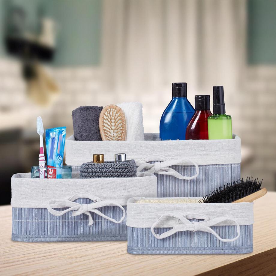 Northio Lot de 3 paniers de rangement en bambou  