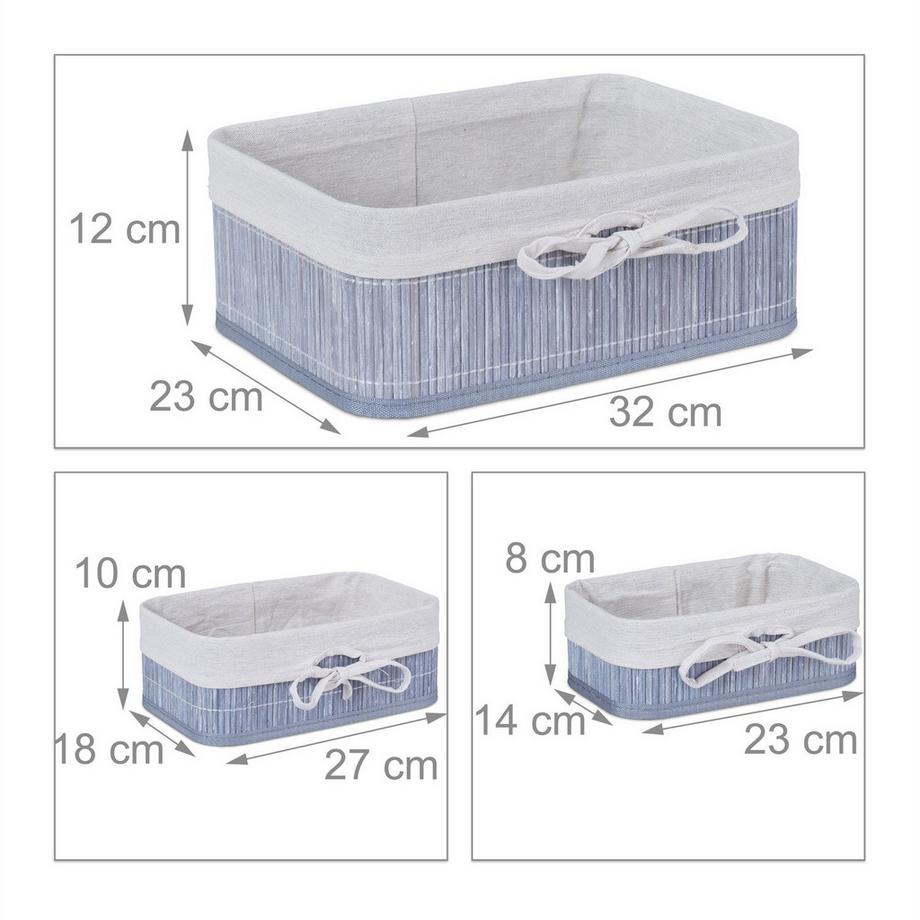 Northio Lot de 3 paniers de rangement en bambou  