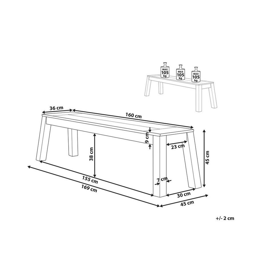 Beliani Panchina da giardino en Legno d'acacia Classico LIVORNO  