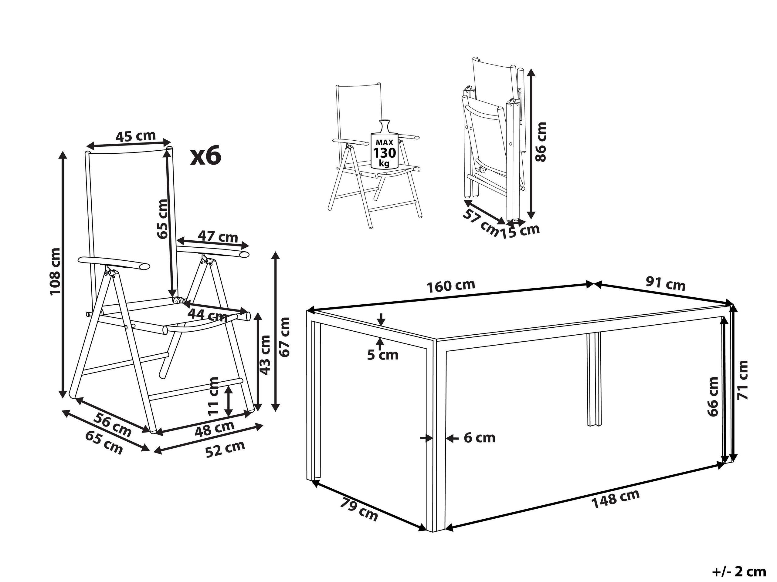 Beliani Gartentisch Set aus Aluminium Industriell CATANIA  