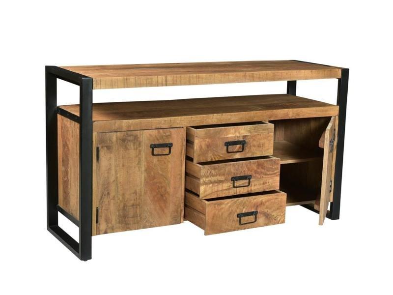 Vente-unique Credenza 2 ante e 3 cassetti in Legno di mango e metallo HARLEM  