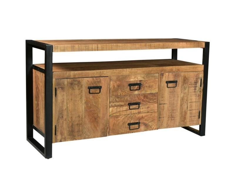 Vente-unique Credenza 2 ante e 3 cassetti in Legno di mango e metallo HARLEM  