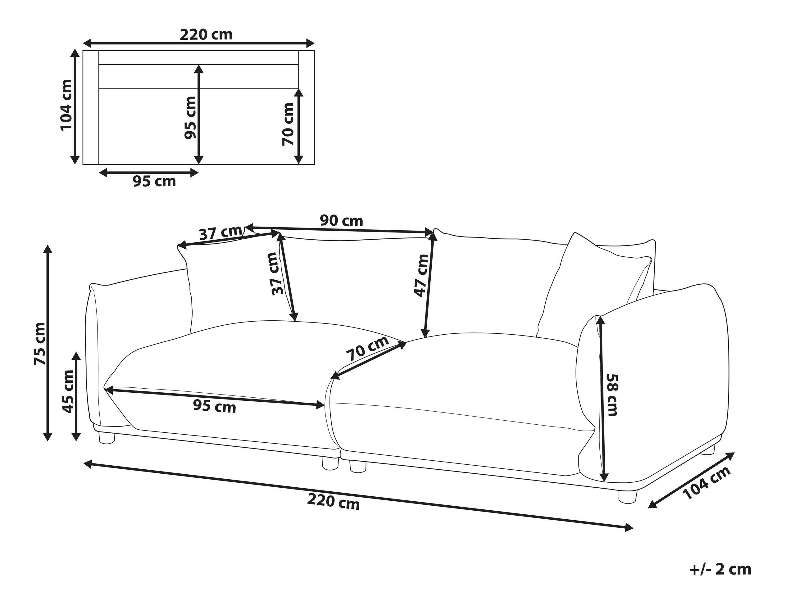 Beliani 3 Sitzer Sofa aus Polyester Klassisch LUVOS  