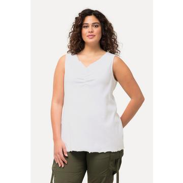 Débardeur sans manches coupe Slim, décolleté en V et bords ondulés