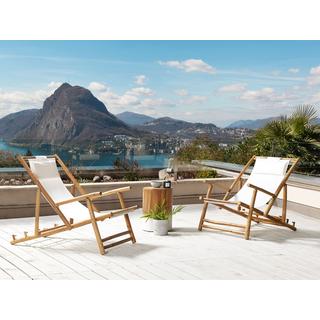 Beliani Set di 2 sedie a sdraio pieghevoli en Legno di bambù Boho ATRANI  