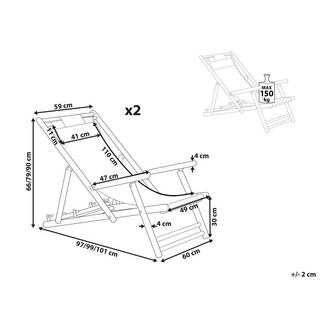 Beliani Set di 2 sedie a sdraio pieghevoli en Legno di bambù Boho ATRANI  
