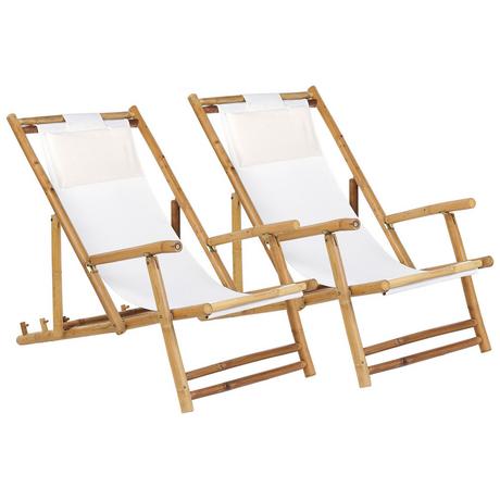 Beliani Set di 2 sedie a sdraio pieghevoli en Legno di bambù Boho ATRANI  
