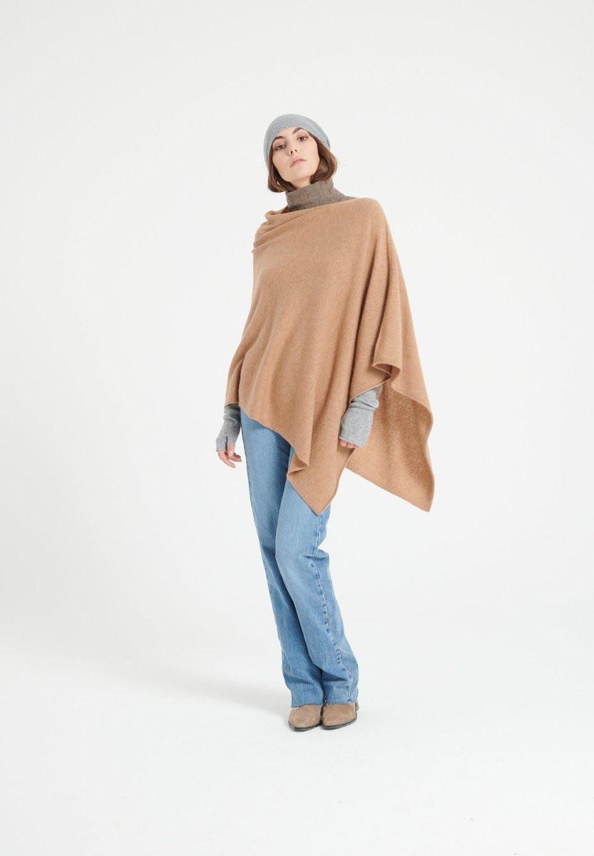 Image of Lilly 9 Poncho Mit V-ausschnitt - 100% Kaschmir Damen Camel L