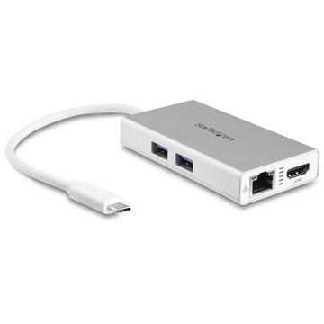 Adaptateur Multiport USB-C - Mini Station d'Accueil USB-C avec 4K HDMI - 60W PD Pass-Through, GbE, 2pt USB-A 3.0 Hub - Mini Dock USB Type-C pour Ordinateur Portable - Blanc