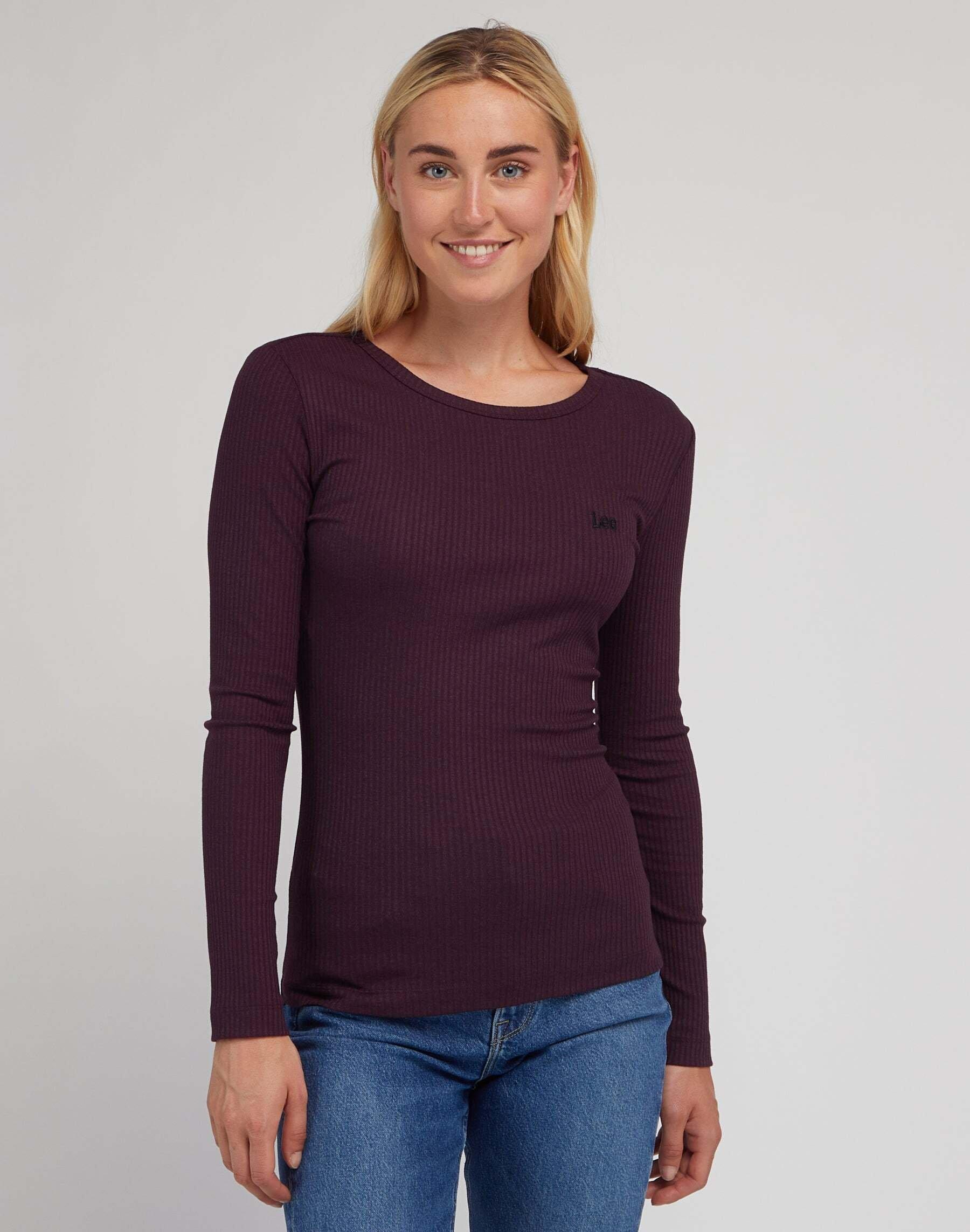 Image of Langarmshirts Longsleeve Rib Tee Damen Bordeaux M