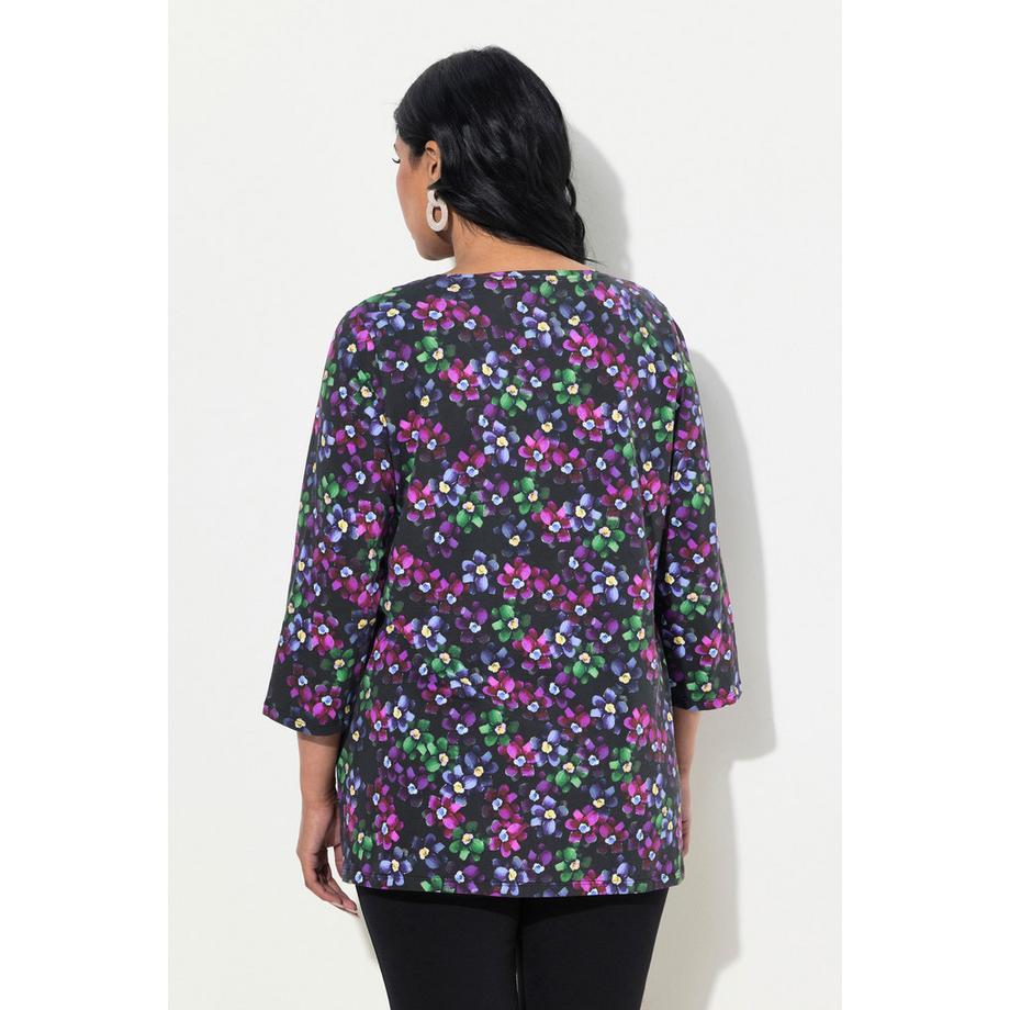 Ulla Popken Cotone Pima Linea ad A Manica 3/4 Scollo a V Maglietta  