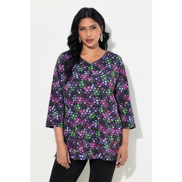 Maglia in cotone Pima dal taglio svasato con scollo a V e maniche a 3/4