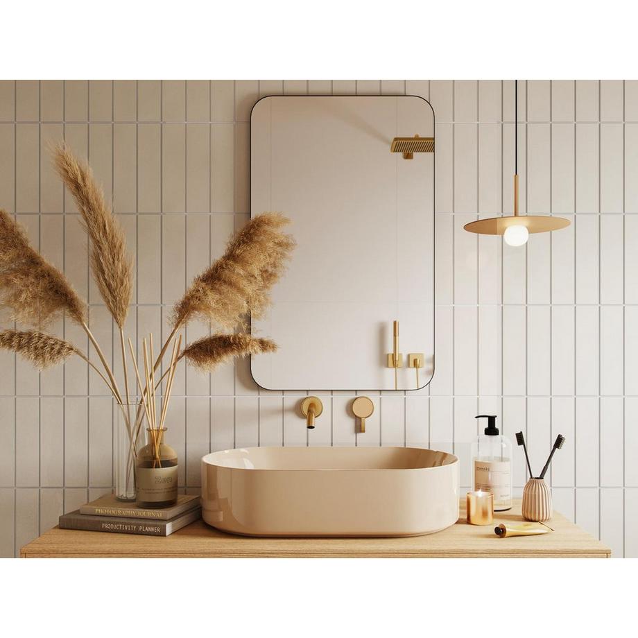 Vente-unique Miroir de salle de bain rectangle contour noir - 50x80 cm - DEMETRIA  