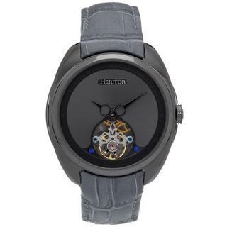 Heritor Automatic  Heritor Automatic Roman Semi-Skeleton Leather-Band Watch 