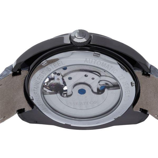 Heritor Automatic  Heritor Automatic Roman Semi-Skeleton Leather-Band Watch 