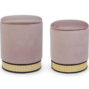 Pouf Milena rosa (2er-Set)