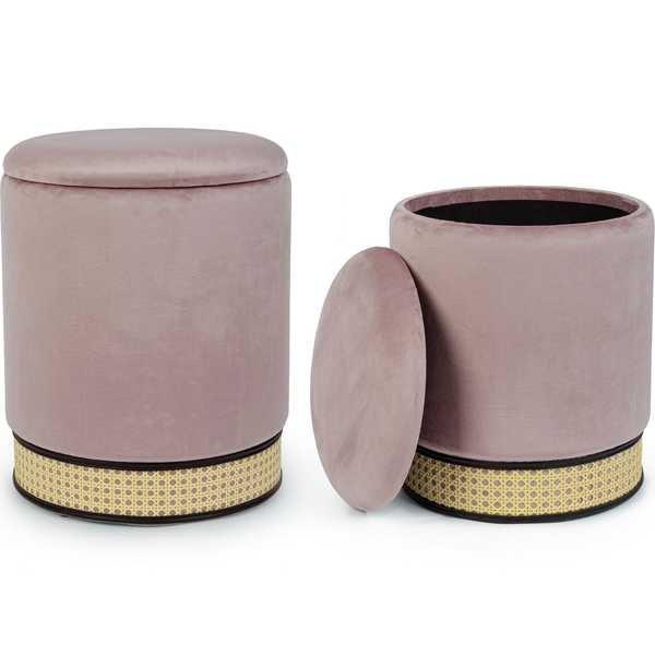 mutoni Pouf Milena rose (lot de 2)  