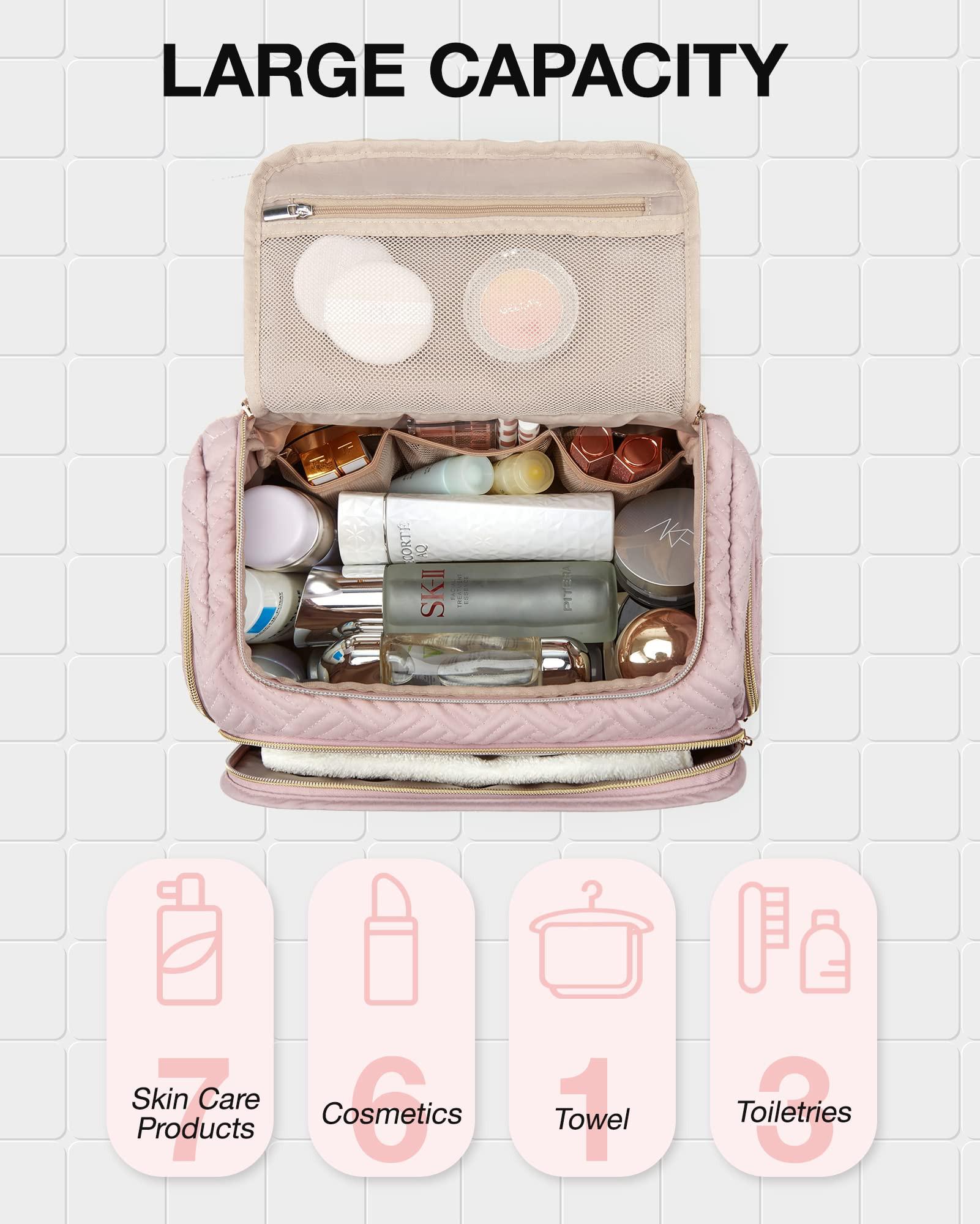 Only-bags.store Trousse de toilette de voyage, grand sac de voyage ouvert pour articles de toilette, maquillage, sac cosmétique avec poignée Trousse de toilette de voyage, grand sac de voyage ouvert pour articles de toilette, maquillage, sac cosmétique avec poignée 