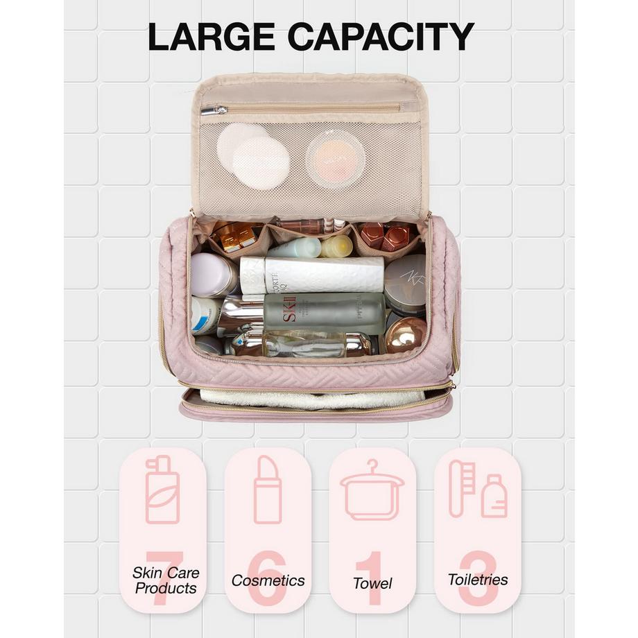 Only-bags.store Grande trousse de toilette de voyage à large ouverture avec poignée  