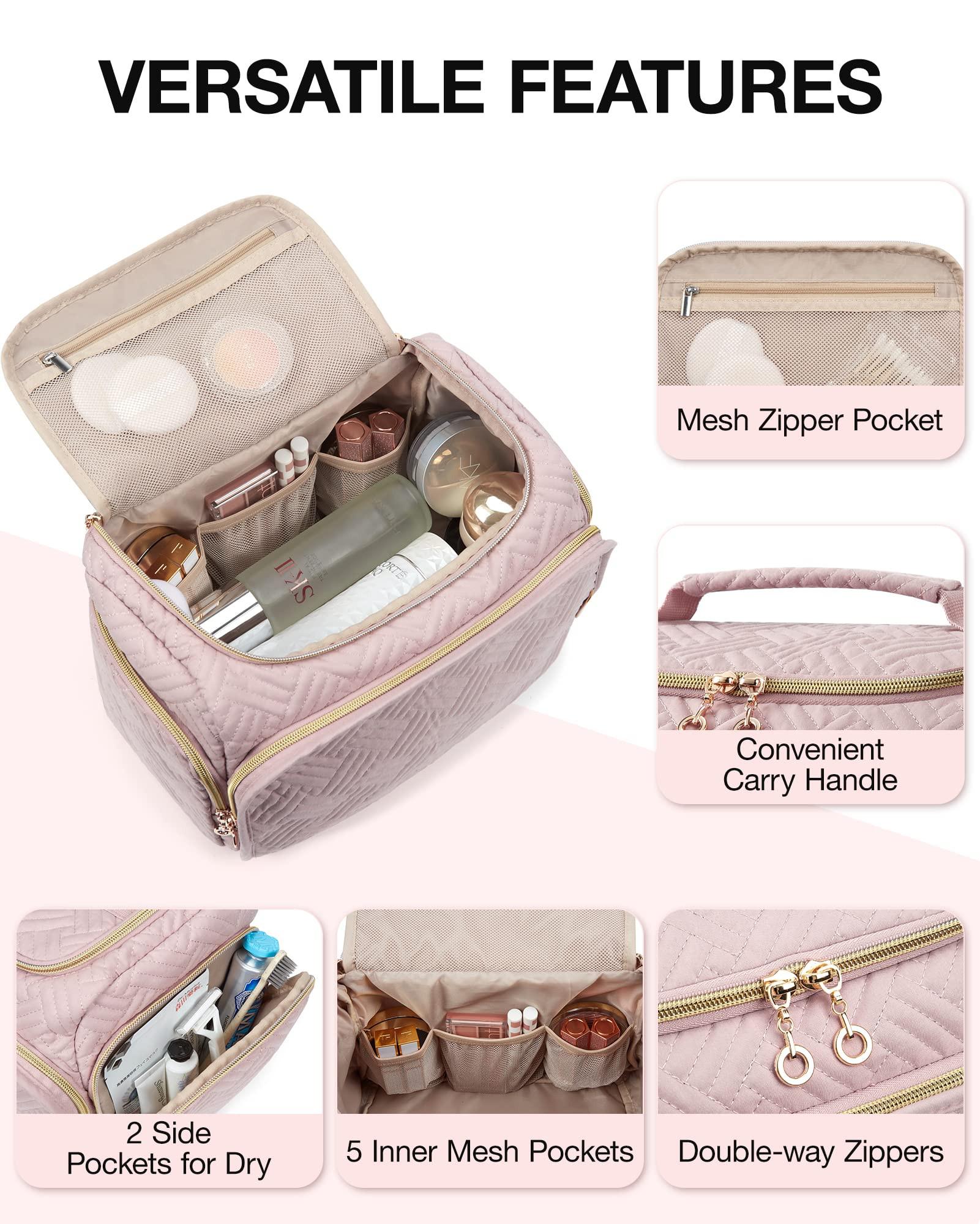 Only-bags.store Trousse de toilette de voyage, grand sac de voyage ouvert pour articles de toilette, maquillage, sac cosmétique avec poignée Trousse de toilette de voyage, grand sac de voyage ouvert pour articles de toilette, maquillage, sac cosmétique avec poignée 