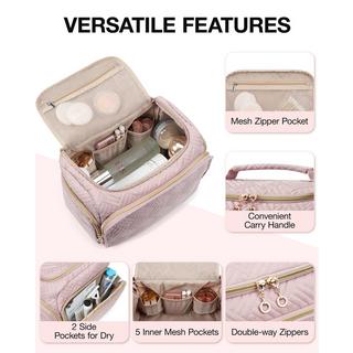 Only-bags.store Trousse de toilette de voyage, grand sac de voyage ouvert pour articles de toilette, maquillage, sac cosmétique avec poignée Trousse de toilette de voyage, grand sac de voyage ouvert pour articles de toilette, maquillage, sac cosmétique avec poignée 