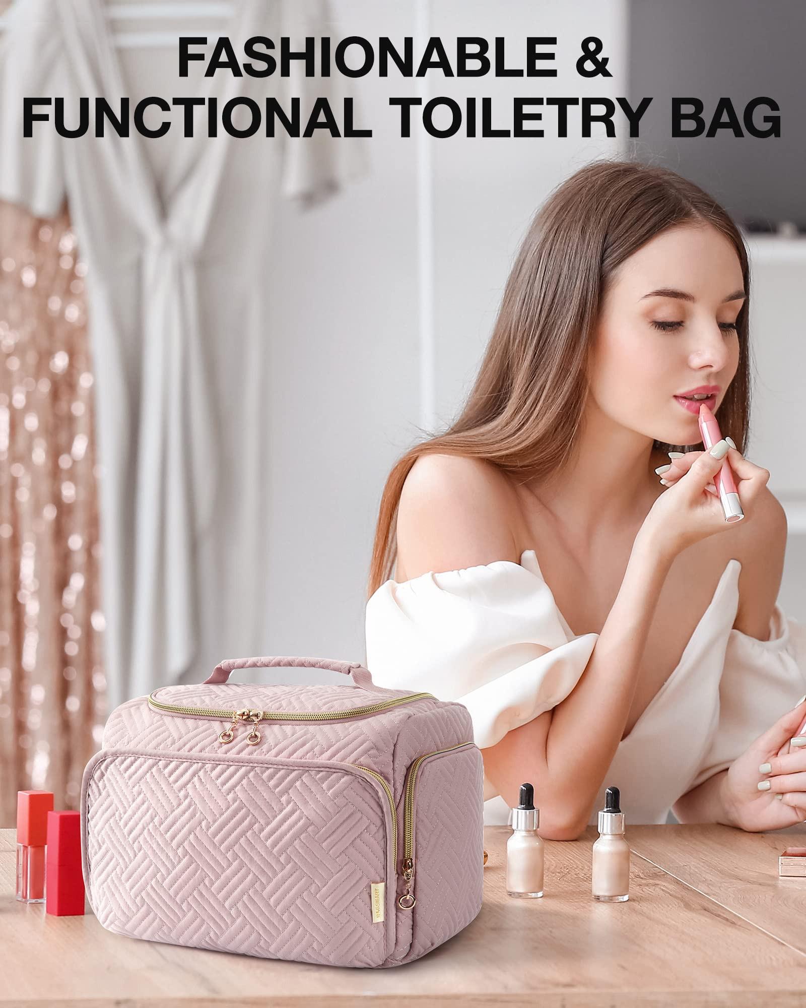 Only-bags.store Trousse de toilette de voyage, grand sac de voyage ouvert pour articles de toilette, maquillage, sac cosmétique avec poignée Trousse de toilette de voyage, grand sac de voyage ouvert pour articles de toilette, maquillage, sac cosmétique avec poignée 