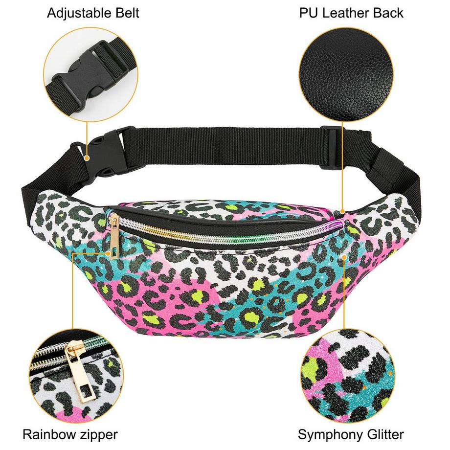 Only-bags.store Sac Banane Enfant Imprimé Léopard Pailleté  