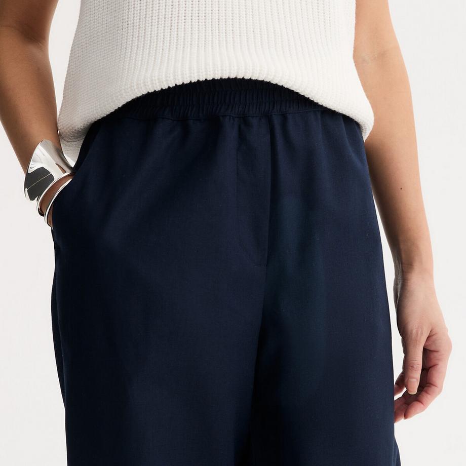 La Redoute Collections Pantaloni Larghi 7/8 in Lino Cotone con Vita Elasticizzata  