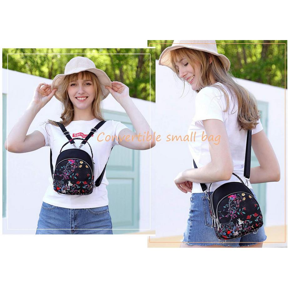 Only-bags.store Kleine florale Nylon Convertible Umhängetasche  