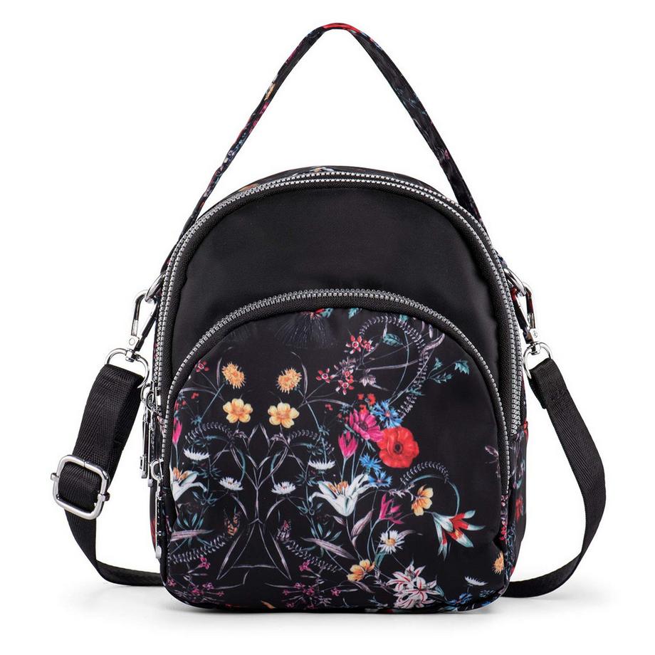 Only-bags.store Kleine florale Nylon Convertible Umhängetasche  