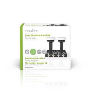 Nedis  LNB | Quad Monoblock 6.0° | Ausgangsstecker: 4x F-Stecker | Rauschfaktorbereich: 0.85 dB | Konvertierungsgewinn: 52 - 67 dB | Schwarz | Geeignet für: Astra+ / Hotbird 
