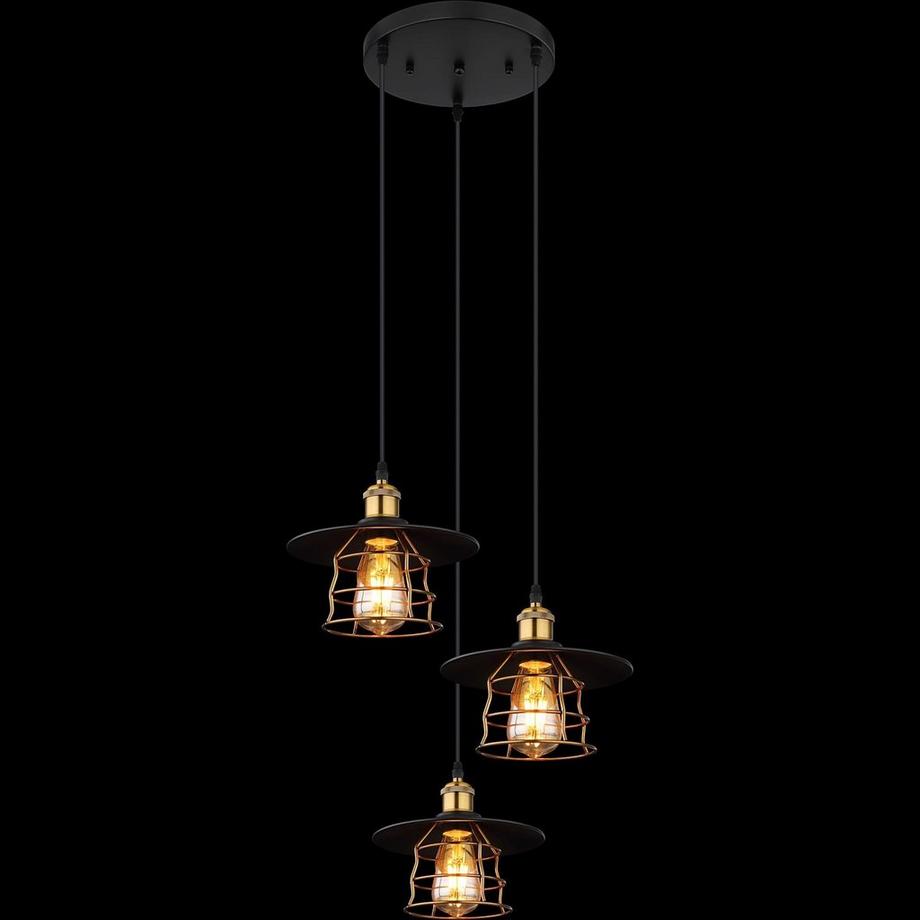 mutoni Lampe à suspension Viejo métal noir mat 3xE27  